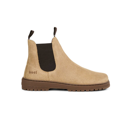 Taupe Koel Gavien Suede Felt women's barefoot ankle boots, side view