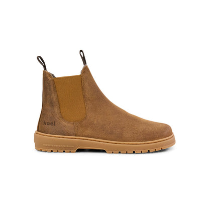 Cognac Koel Gavien Suede Wool women's barefoot ankle boots, side view