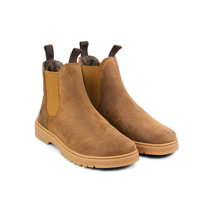 Cognac Koel Gavien Suede Wool women's barefoot ankle boots, pair