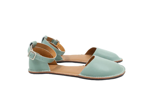 Teal sieviešu ādas baskāju kurpes (salvijzaļas)