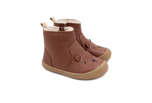 Bear Boots bērnu ādas ziemas baskāju zābaki (gaiši brūni)