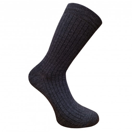 Vegateksa 85% merino vilnas rievotās zeķes, tumši pelēka melanža