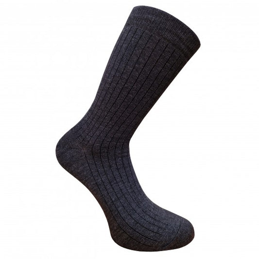 Vegateksa 85% merino vilnas rievotās zeķes, tumši pelēka melanža