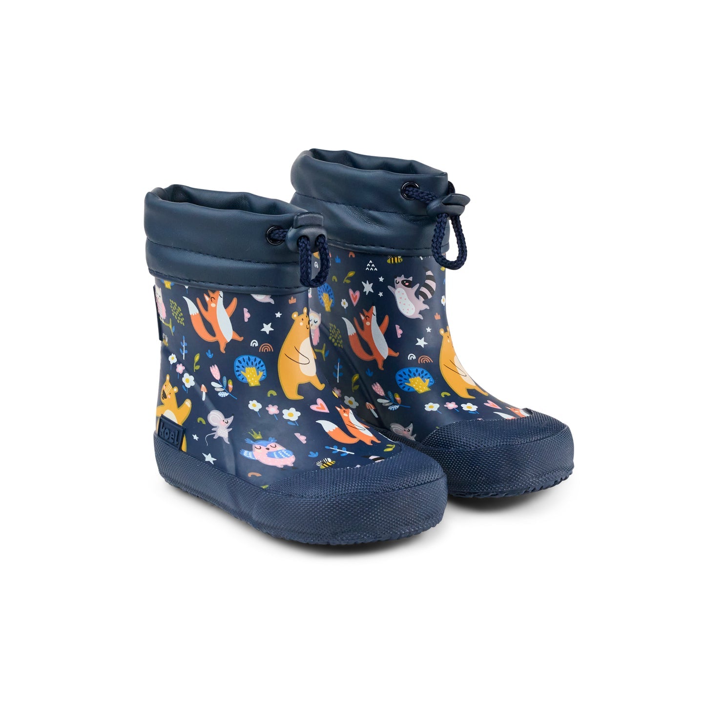 Blue Koel Wibi Print children's barefoot wellies with bears, pair