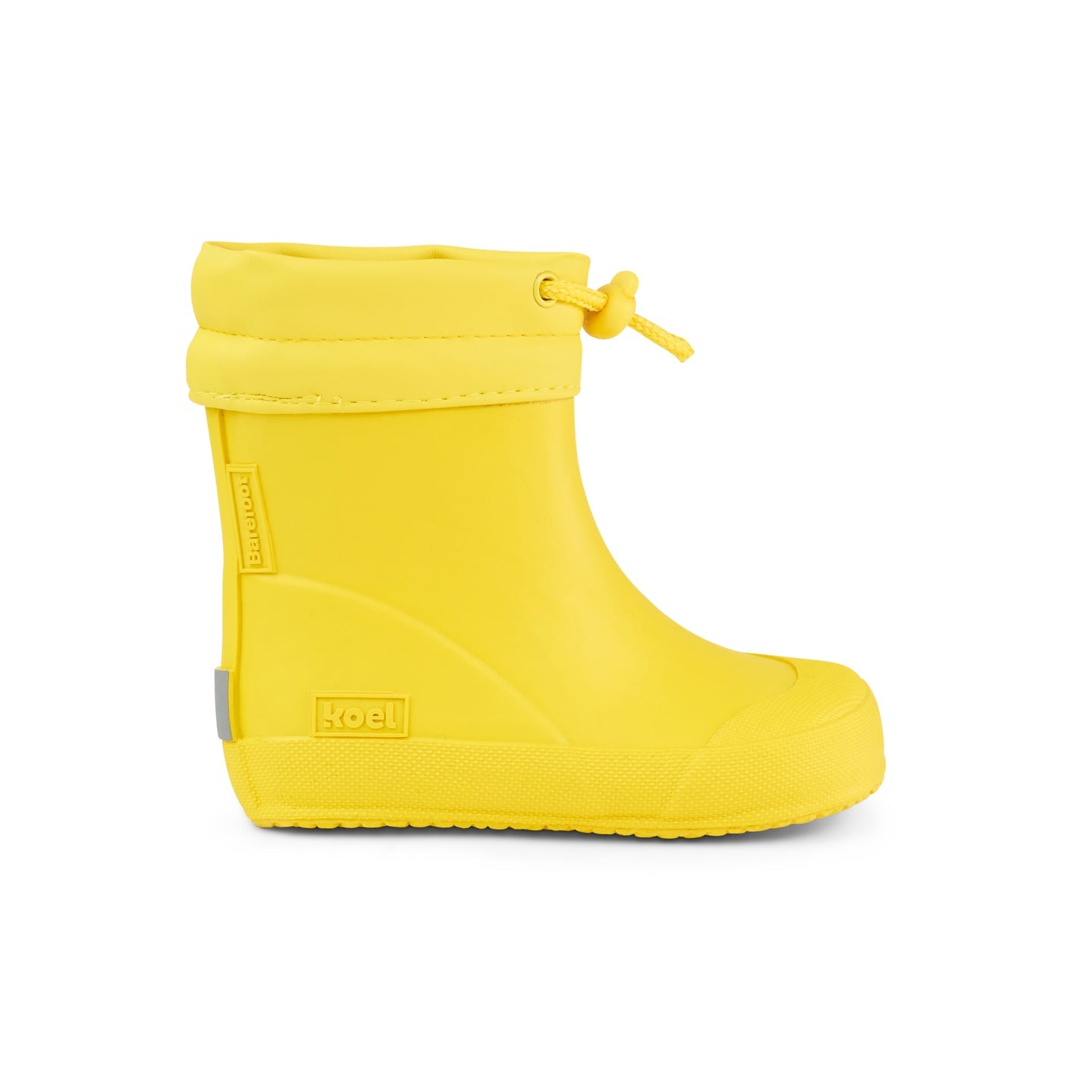 Yellow Koel Wibi Solid children's barefoot wellies, side view