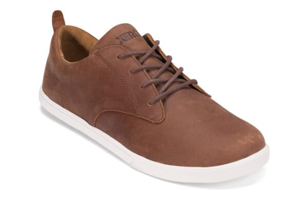 Angled view of Brown Barefoot Xero dress shoes - GLM-BRN