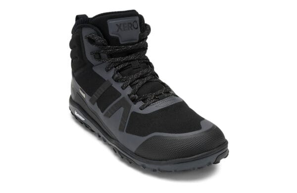 Angled view of Xero Shoes hiking boots (asphalt) - SCXM-BKAP