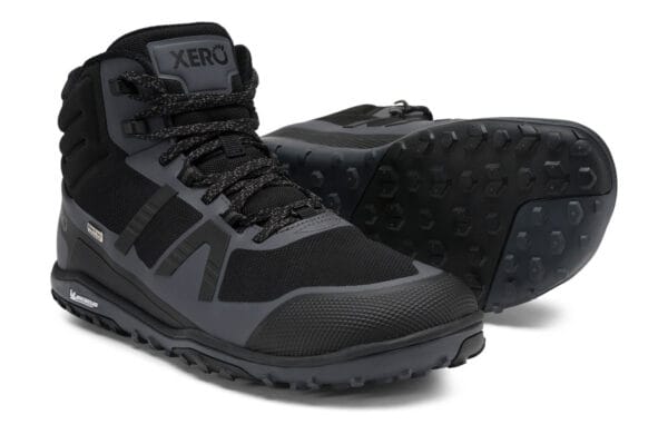 Lifestyle view of Xero Shoes hiking boots (asphalt & black) - SCXM-BKAP