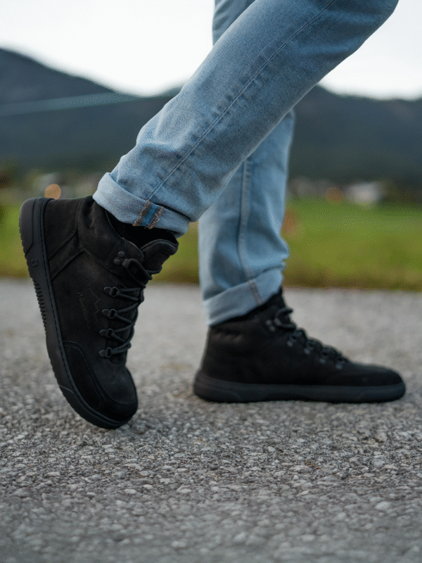Lifestyle view of Be Lenka barefoot high-tops (all black) - 2gexp0o60z