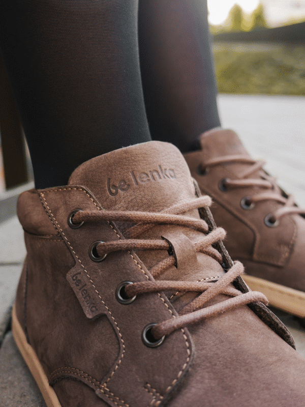 Lifestyle view of Be Lenka barefoot shoes (chocolate & beige) - w58l1azv3v