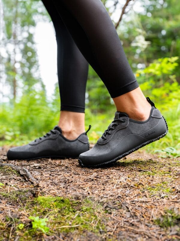 Lifestyle view of Be Lenka barefoot shoes (dark grey)