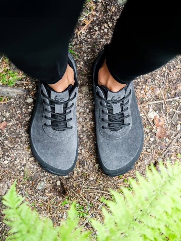 Lifestyle view of Be Lenka barefoot shoes (dark grey)