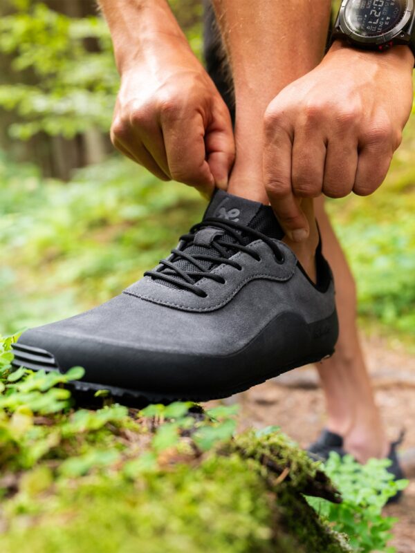 Lifestyle view of Be Lenka barefoot shoes (dark grey)
