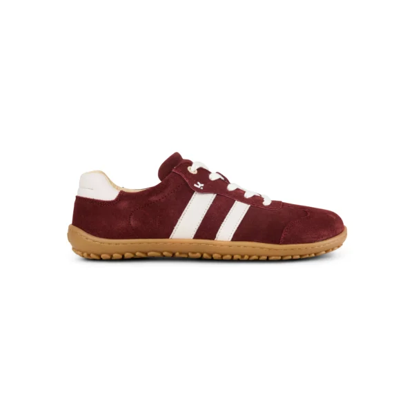 Side R of Barefoot ILA sneakers (off white & bordo)